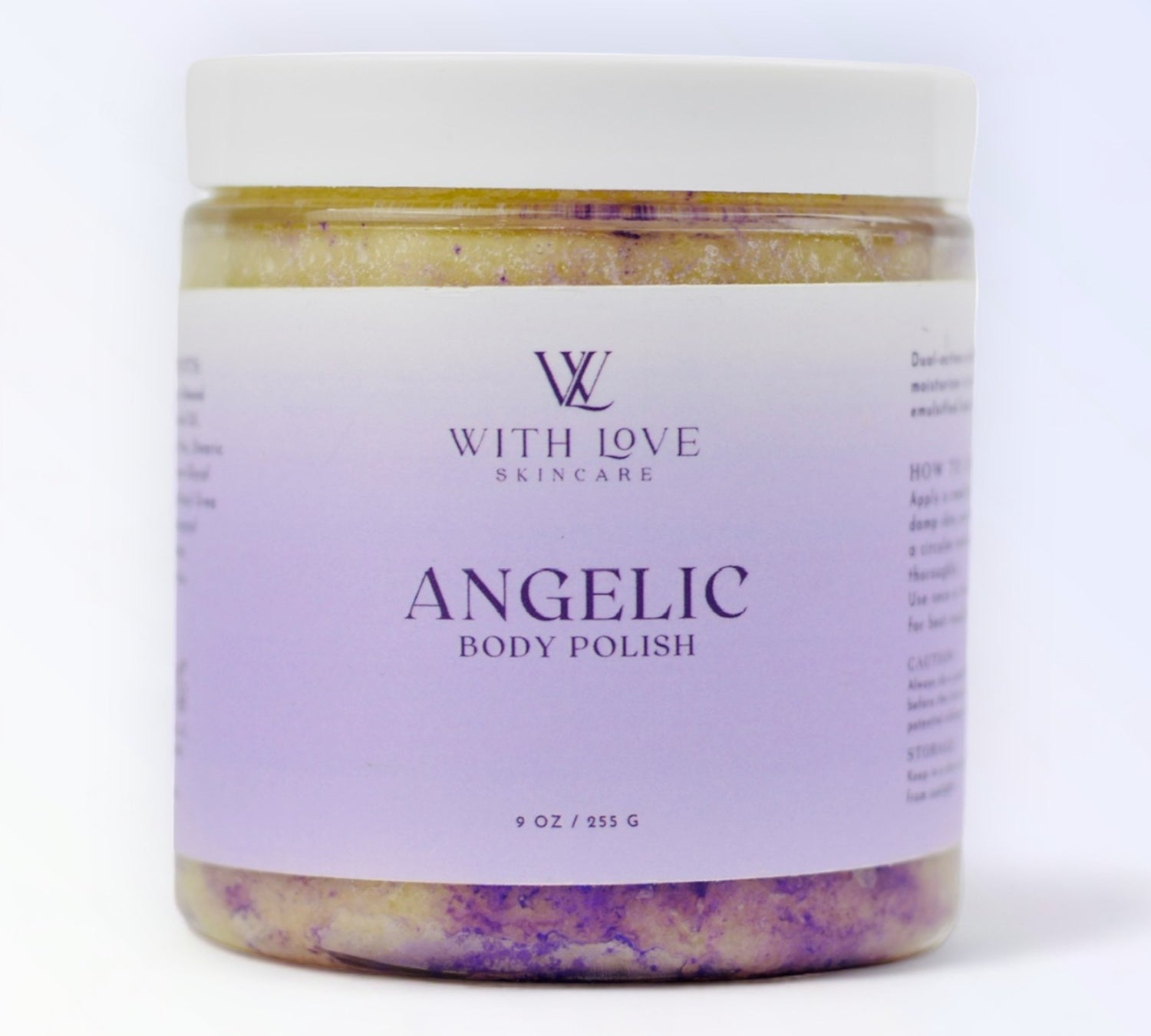 Angelic Body Polisher, part of your essential skin care routine, exfoliating and hydrating with sugar and sweet almond oil for soft, silky skin.