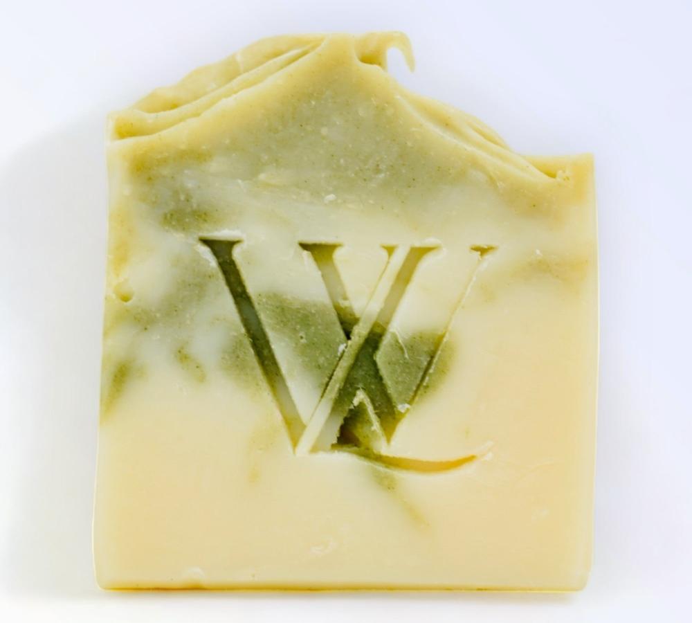 Sage and Cedar Artisan Soap with natural oils and spirulina, perfect for essential skin care and a refreshing cleanse.