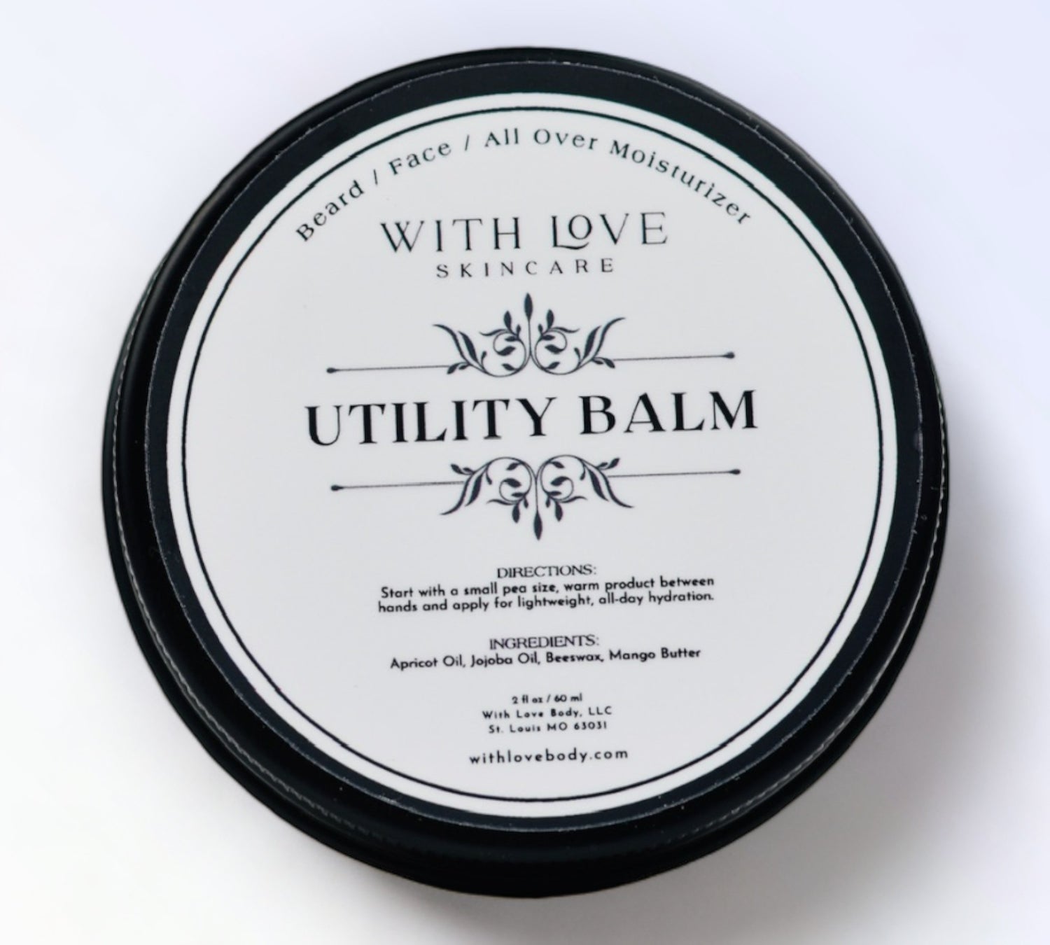 Unscented utility balm for beard moisturizing, softening, and taming, featuring jojoba oil and avocado oil for natural skincare and beard growth.