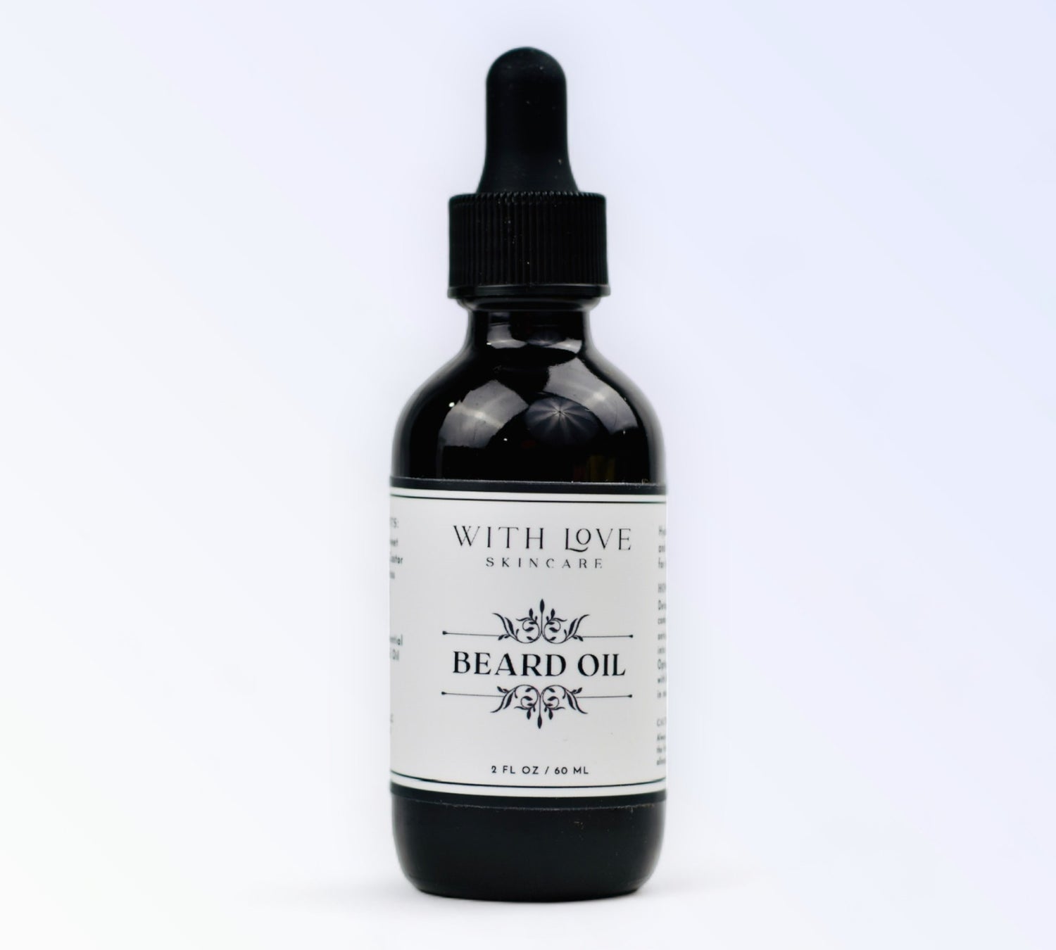 With Love Beard Oil for nourishing and conditioning beards, infused with jojoba, sweet almond, and rosemary essential oils for healthy growth.