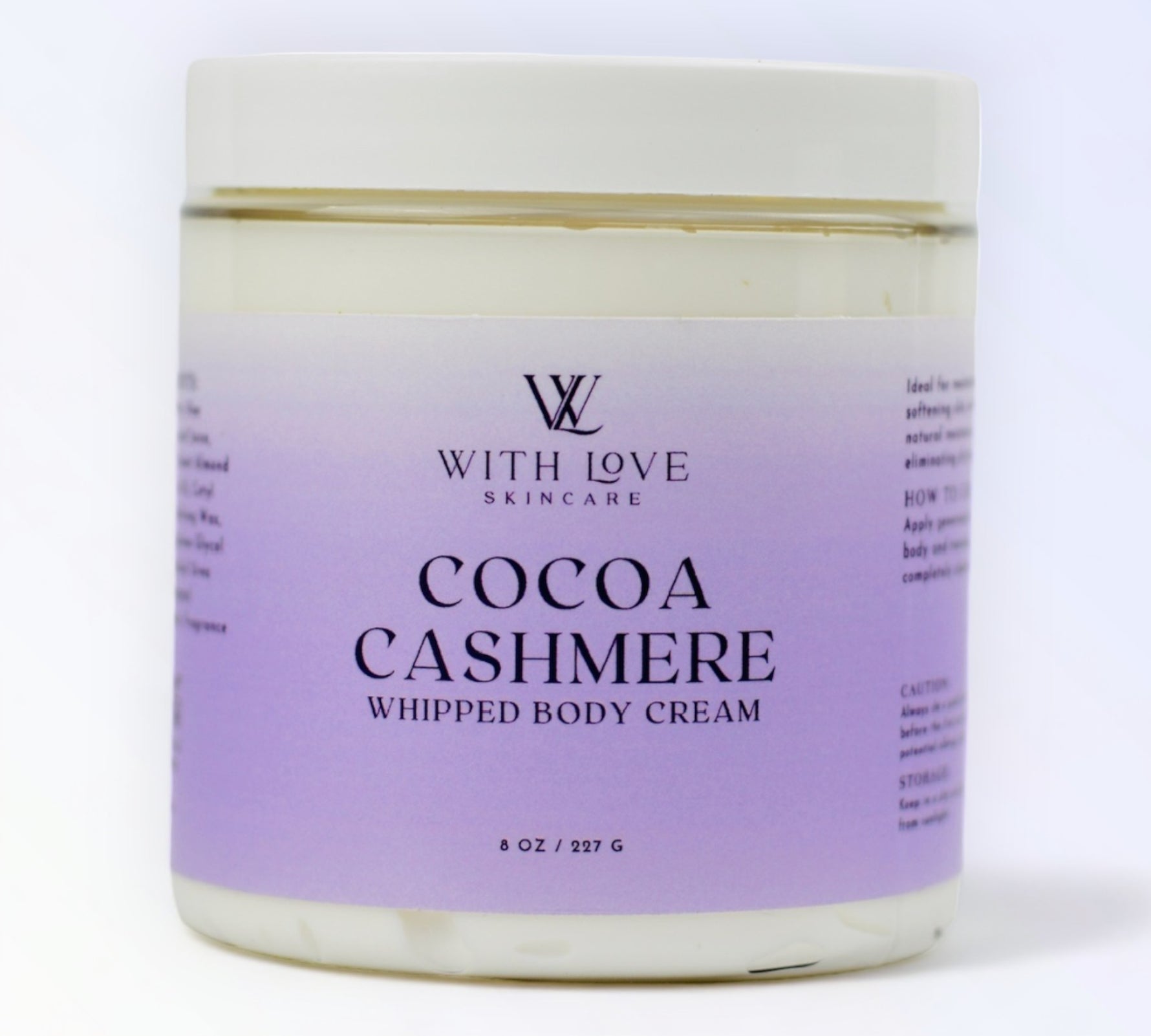 With Love Cocoa Cashmere Body Butter, part of your essential skin care routine, with cedarwood, vanilla, and cocoa butter for soft, nourished skin.